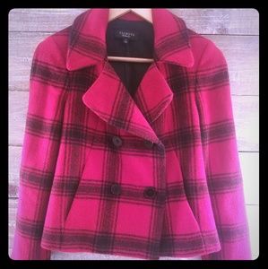 Wool Cropped Talbots Red and Black Plaid Jacket